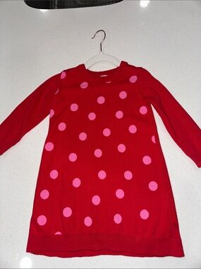 GAP Red Knit Dress with Pink Polka Dots
